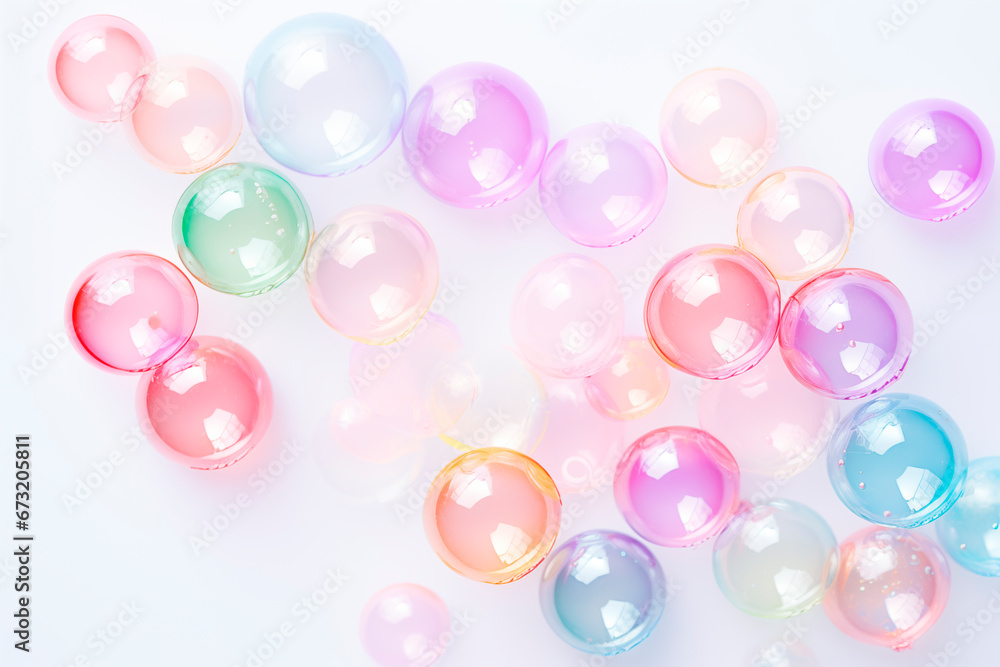 photo of pastel soap bubbles on white background photo of pastel soap bubbles on white background