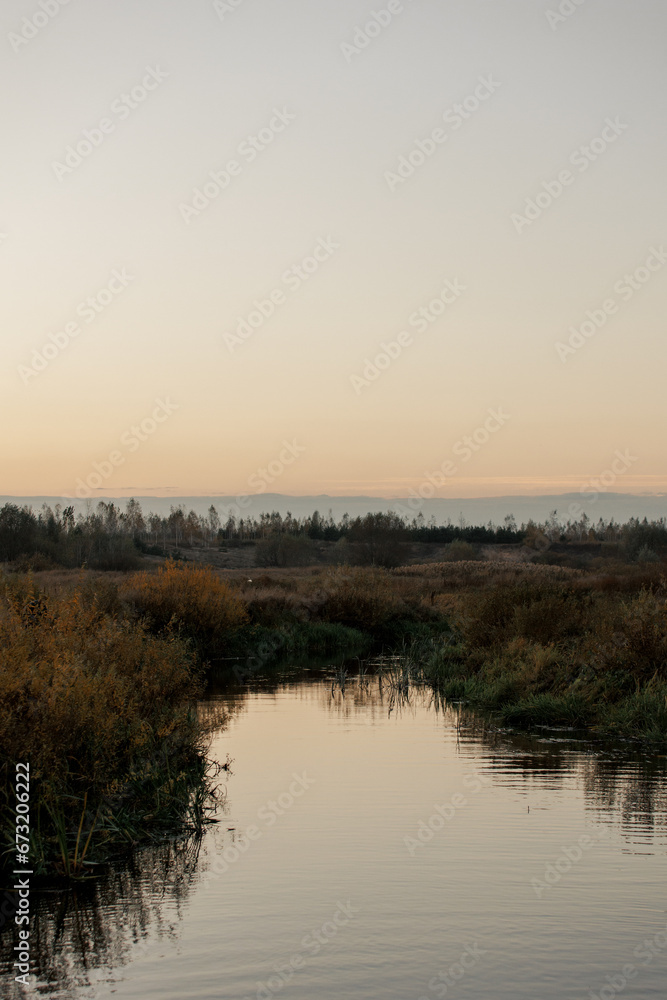 sunset over the river