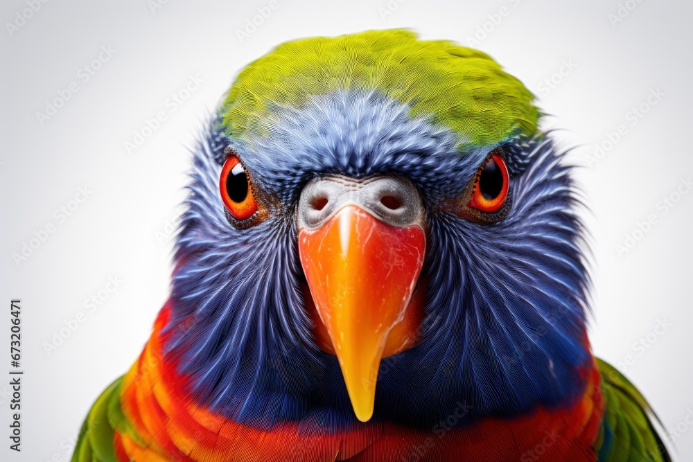 A Vibrant Avian Beauty with a Kaleidoscope of Orange, Blue, and Green Plumage Created With Generative AI Technology