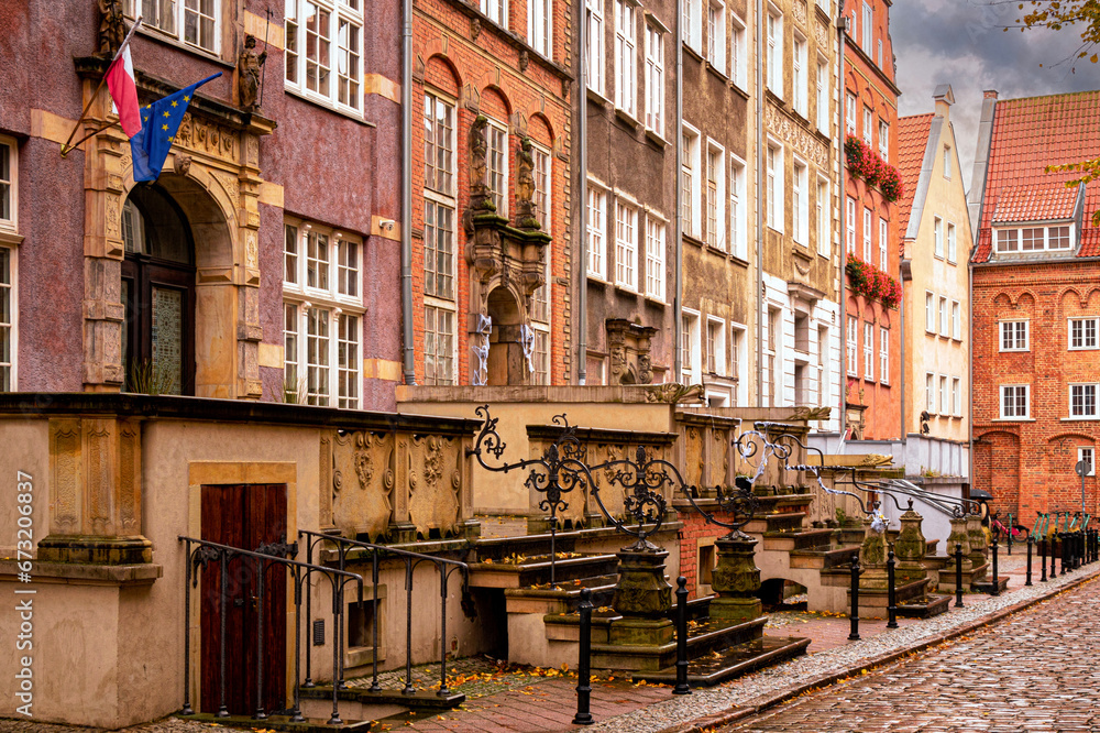 Beautiful medieval houses in the Old Town in Gdansk