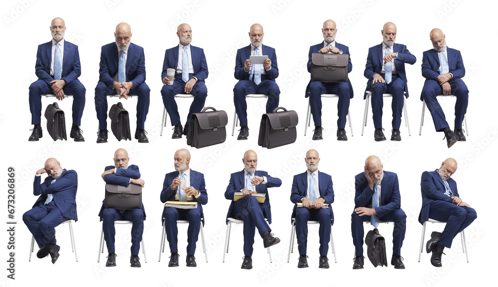 Fototapeta premium Man sitting on a chair and waiting