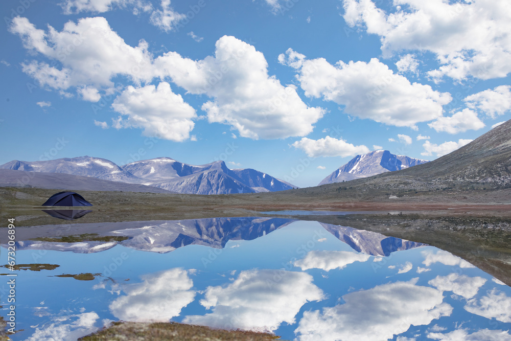 Small lake and mountains,Norway.Generative AI Small lake and mountains,Norway.Generative AI