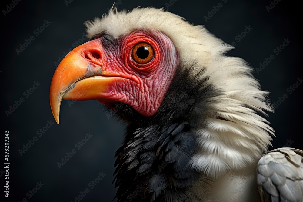 A Majestic King Vulture Sarcoramphus papa Bird With a Vibrant Red Beak Created With Generative AI Technology