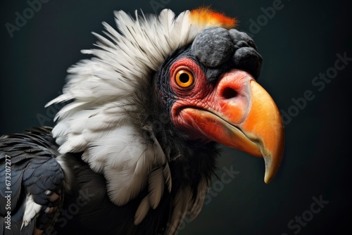 A Majestic King Vulture Sarcoramphus papa Bird with a Magnificent Beak Created With Generative AI Technology