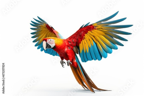 A Colorful Parrot in Flight  Displaying Vibrant Feathers and Graceful Movement Created With Generative AI Technology