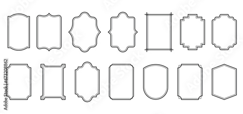 Set of simple line frames with double stroke. Vector illustration.