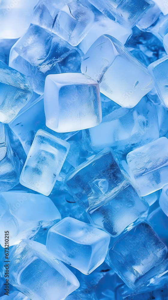 Crystalized Beauty: A Close-Up of Frozen Ice Cubes
