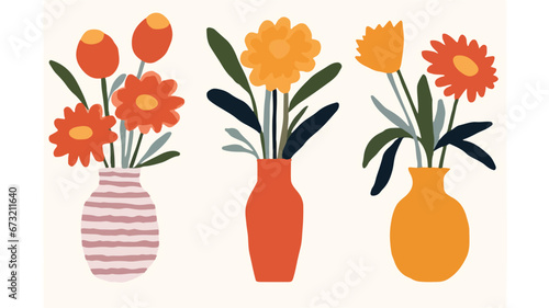 vector colorful flowers in ...