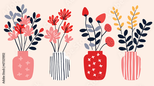 vector colorful flowers in ...
