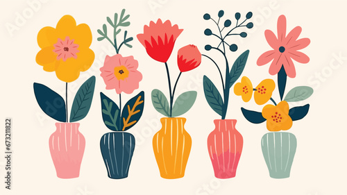 vector colorful flowers in ...