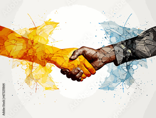 Drawing of partnership concept top view illustration illustration separated, sweeping overdrawn lines.