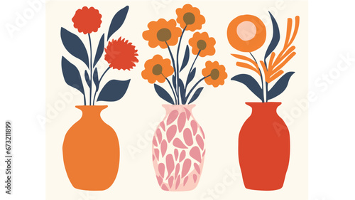 vector colorful flowers in ...
