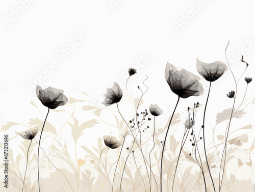 Drawing of Plant silhouette illustration separated, sweeping overdrawn lines.