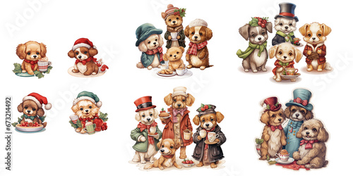 Festive Canine Companions  Illustrated Holiday Dogs