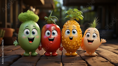Whimsical vegetable cartons Depiction in Graphic Design