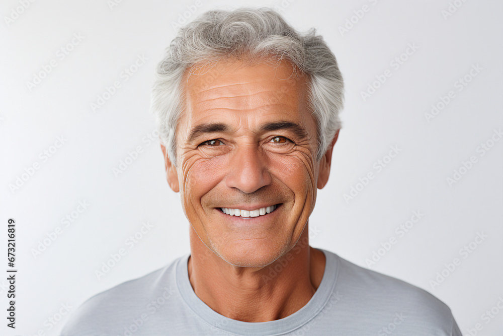 Portrait of handsome man with bright smile veneers after dentist isolated on white background Portrait of handsome man with bright smile veneers after dentist isolated on white background