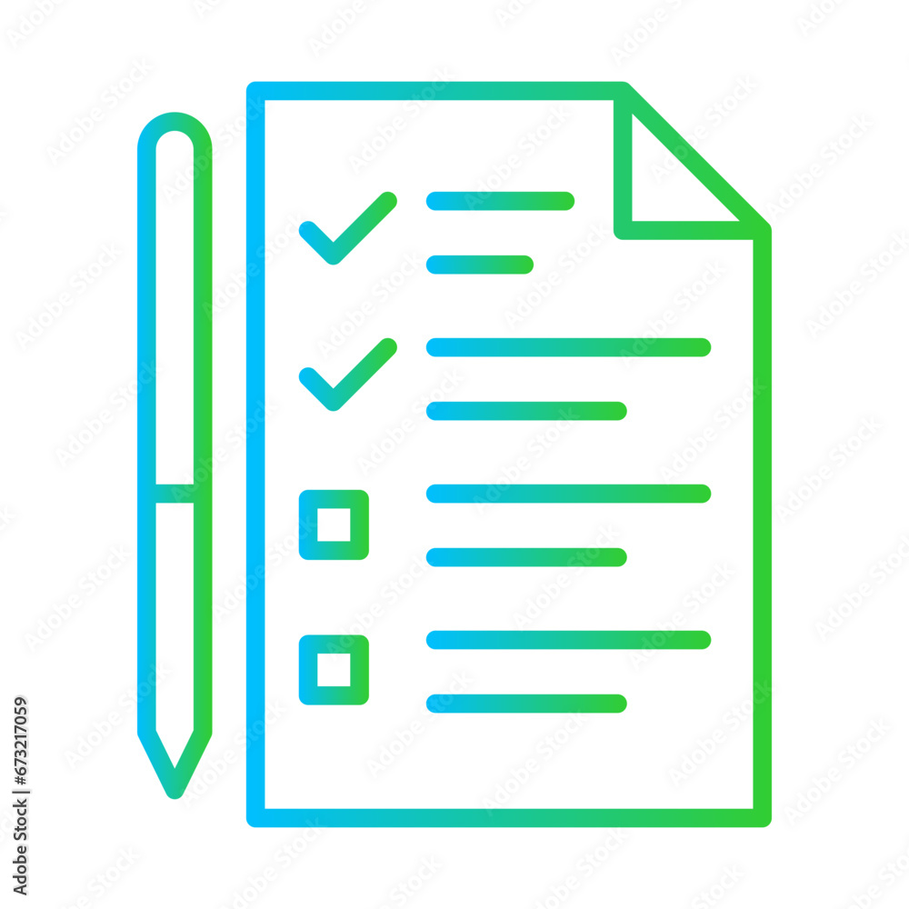 Questionnaire marketing icon with blue and green gradient outline style. questionnaire, survey, form, business, choice, test, poll. Vector Illustration Questionnaire marketing icon with blue and green gradient outline style. questionnaire, survey, form, business, choice, test, poll. Vector Illustration