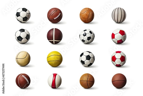 Collection of sport and ball icon collection  Sport and recreation for healthy life style concept isolated on white background