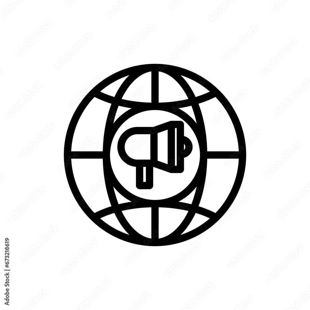 Global marketing marketing icon with black outline style. global, business, concept, marketing, technology, analysis, network. Vector illustration Global marketing marketing icon with black outline style. global, business, concept, marketing, technology, analysis, network. Vector illustration
