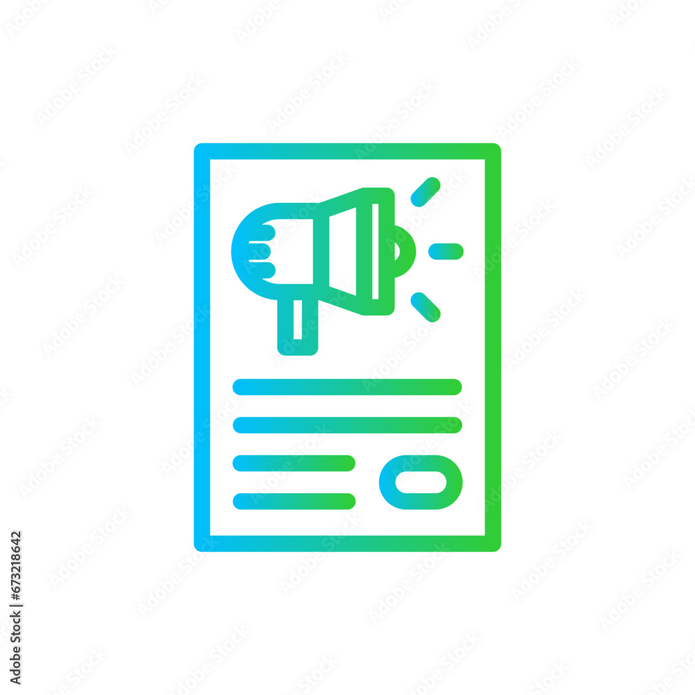 Poster marketing icon with blue and green gradient outline style. poster, design, banner, abstract, pattern, template, flyer. Vector illustration Poster marketing icon with blue and green gradient outline style. poster, design, banner, abstract, pattern, template, flyer. Vector illustration