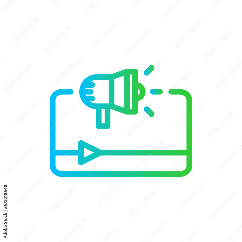 Video marketing marketing icon with blue and green gradient outline style. marketing, video, technology, online, digital, internet, media. Vector illustration Video marketing marketing icon with blue and green gradient outline style. marketing, video, technology, online, digital, internet, media. Vector illustration
