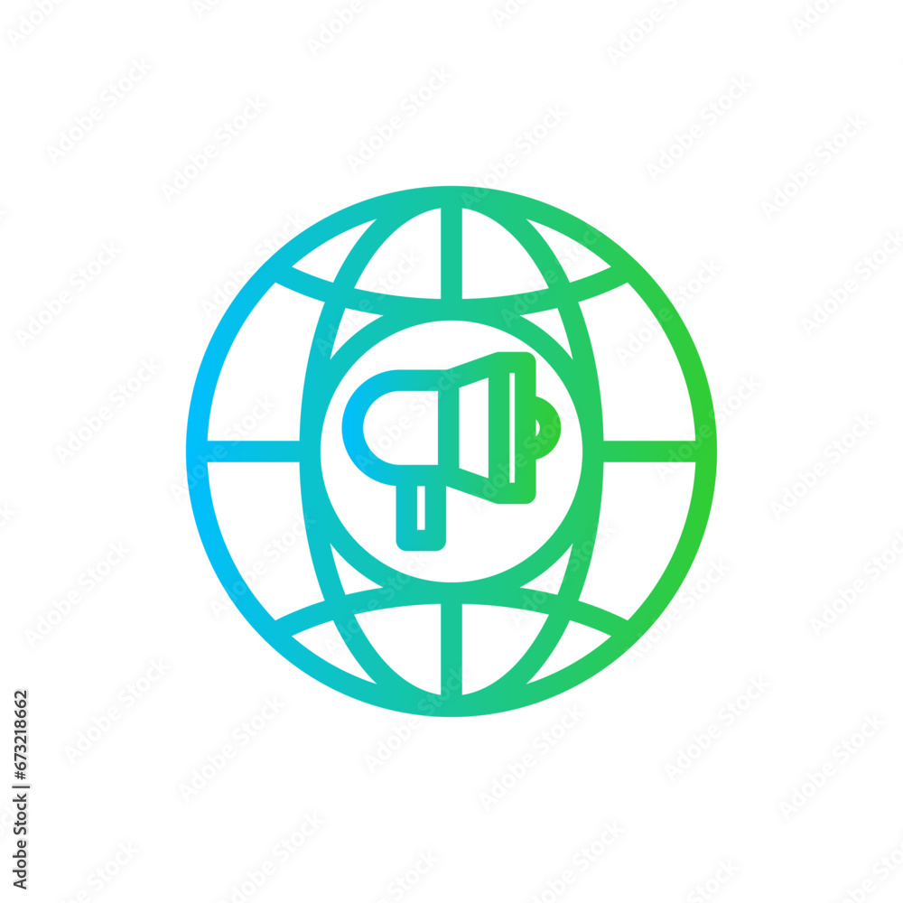 Global marketing marketing icon with blue and green gradient outline style. global, business, concept, marketing, technology, analysis, network. Vector illustration Global marketing marketing icon with blue and green gradient outline style. global, business, concept, marketing, technology, analysis, network. Vector illustration