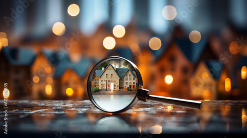 Exploring New Homes with a Magnifying Glass for Purchase in the Rental Housing Market: Crafted with Generative AI Technology photo