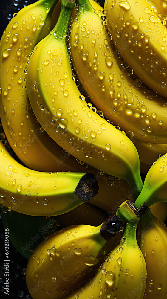 Dew-Kissed Bananas: A Portrait of Freshness,close up of bananas