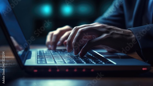 Close up of male hands typing on keyboard.