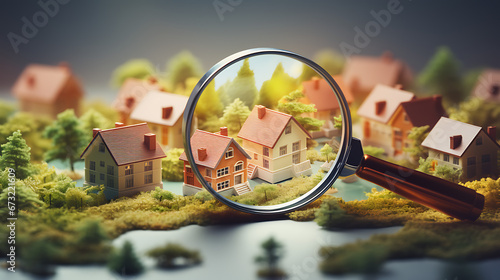 Navigating the Housing Market with a Magnifying Glass created with generative AI technology