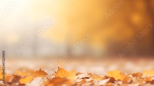 Autumn Display Background with a Blurry Bokeh Effect Ideal for Autumn Presentations