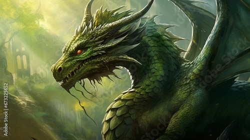 green dragon background. © Yahor Shylau 