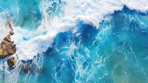 Splashing Ocean Waves  An Aerial View Crafted with Generative AI