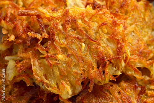 Potato rosti or hash brown close up, background photo