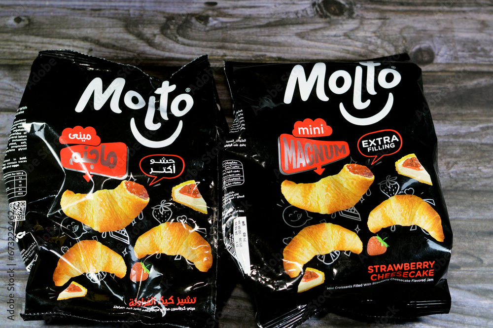 Cairo, Egypt, November 4 2023 Molto magnum strawberry cheesecake mini