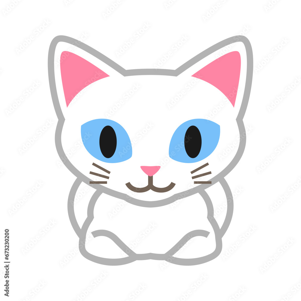 White cat loaf position, front view - cartoonish clip art White cat loaf position, front view - cartoonish clip art