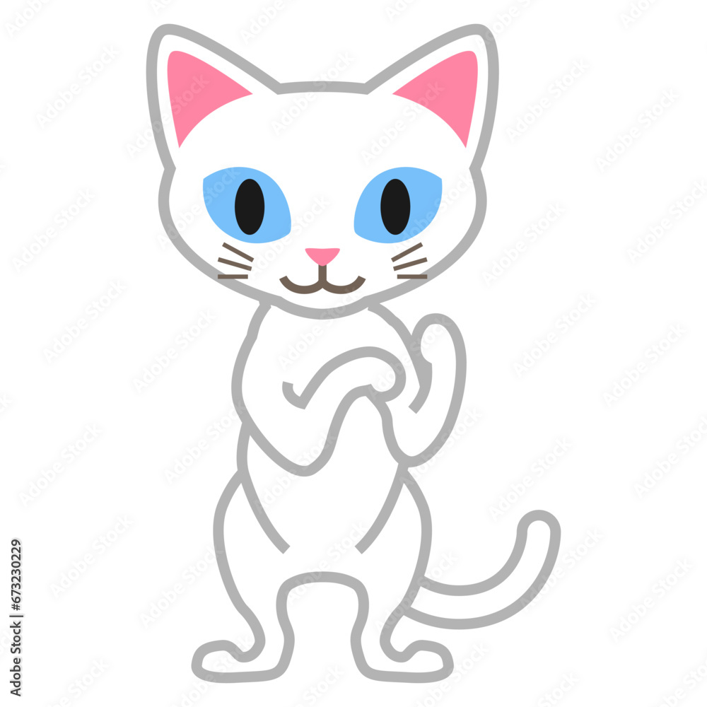 Standing White cat - cartoonish clip art Standing White cat - cartoonish clip art