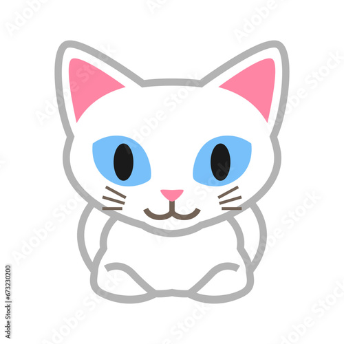 White cat loaf position, front view - cartoonish clip art