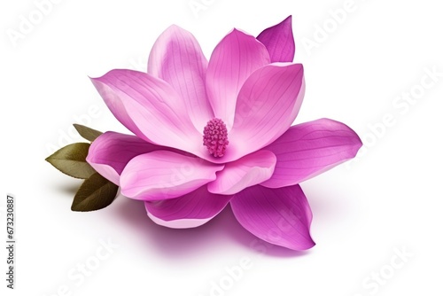 Purple pink magnolia flower isolated on white background  with clipping path