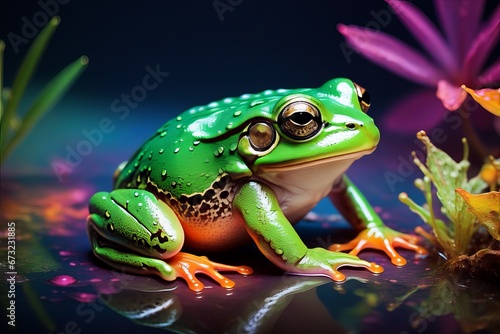 frog on a flower frog on a flower frog on green leaf
