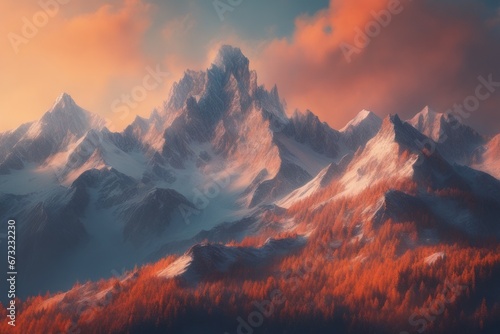 3d illustration - beautiful mountains 3d illustration - beautiful mountains beautiful landscape with mountains and clouds © Shubham