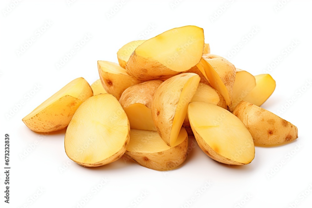 Wedges potatoes isolated on white background Wedges potatoes isolated on white background