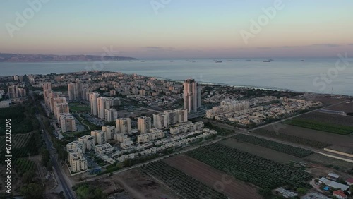 Aerial video over the new city of Acre Israe  photo