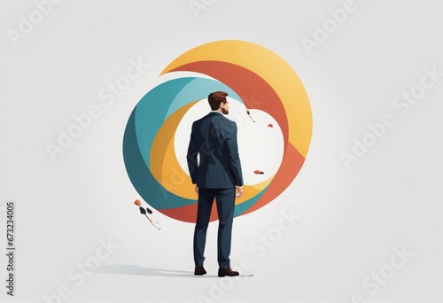 businessman in suit and tie walking around a big clock. business management, time management, business, finance, career management.businessman in suit and tie walking around a big clock. business mana