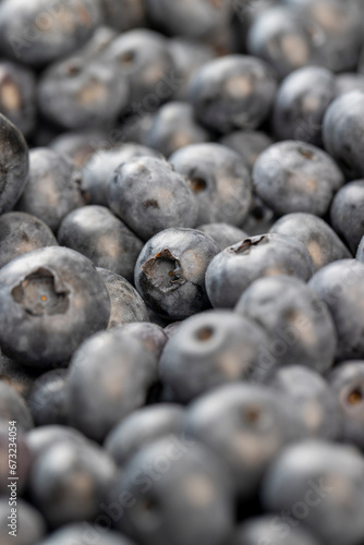 sweet and delicious blueberries during storage before sale