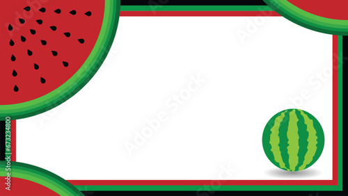 Abstract background with Water Melon and Black Green White and Red Color, suitable for presentation and poster template, peace to palestine or gaza.