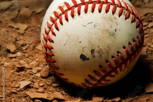 Close-up of a baseball ball. Generative AI