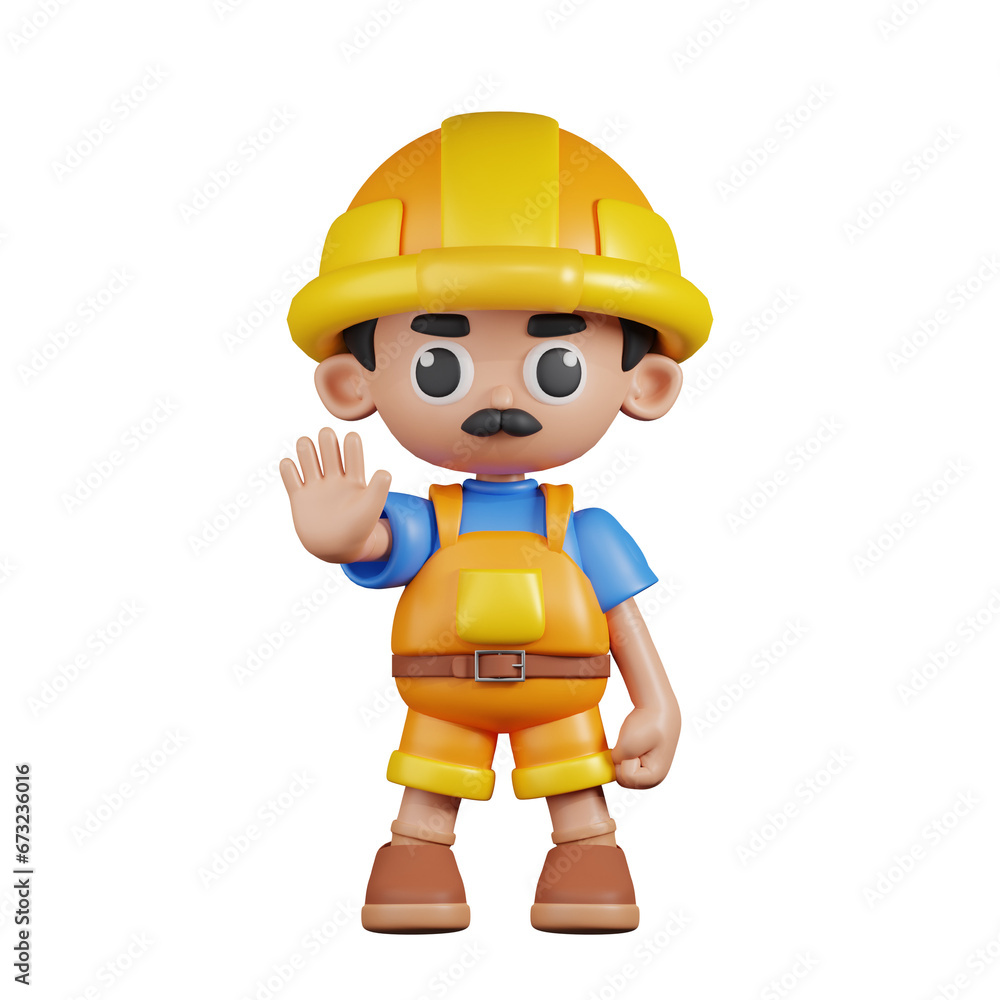 3d Character Builder Doing The Stop Sign Pose. 3d render isolated on transparent backdrop. 3d Character Builder Doing The Stop Sign Pose. 3d render isolated on transparent backdrop.
