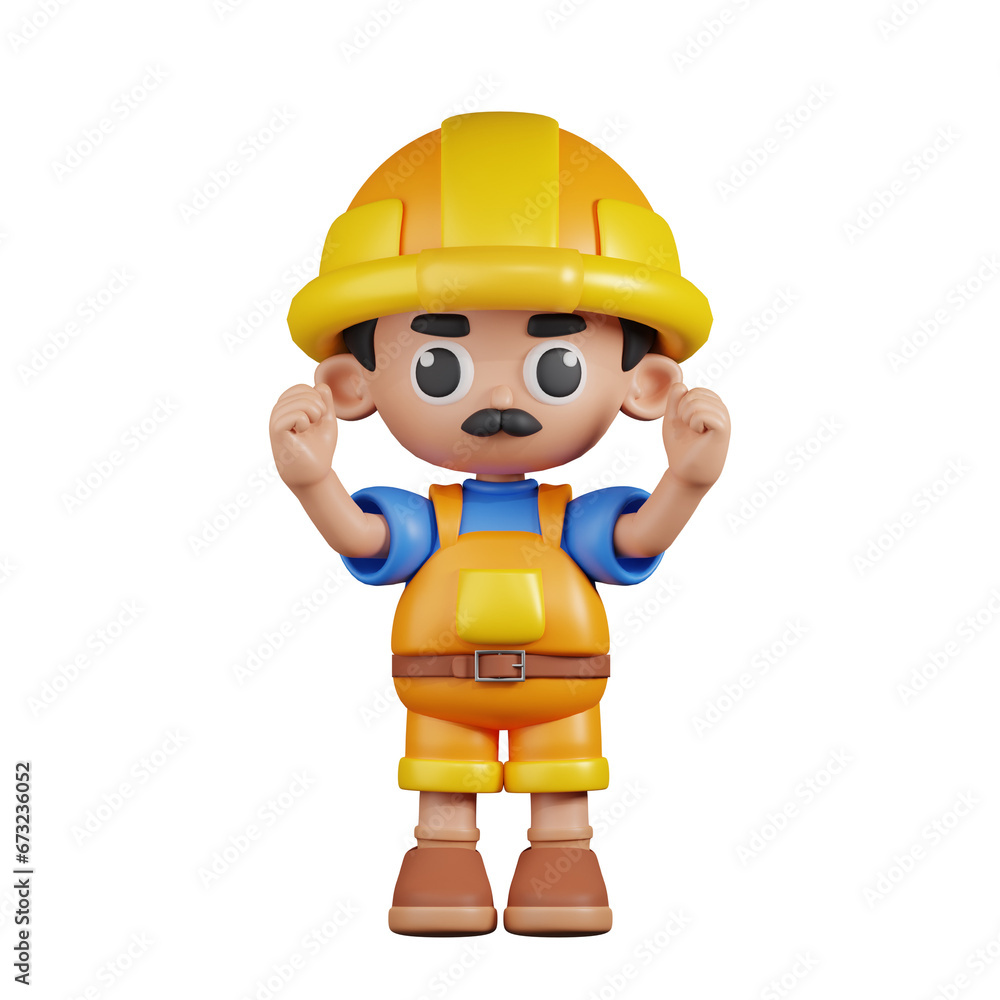 3d Character Builder Excited Pose. 3d render isolated on transparent backdrop. 3d Character Builder Excited Pose. 3d render isolated on transparent backdrop.