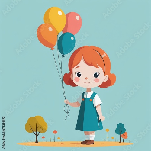 cute little girl with balloon in the garden vector illustration design cute little girl with balloon in the garden vector illustration design cute girl with balloons